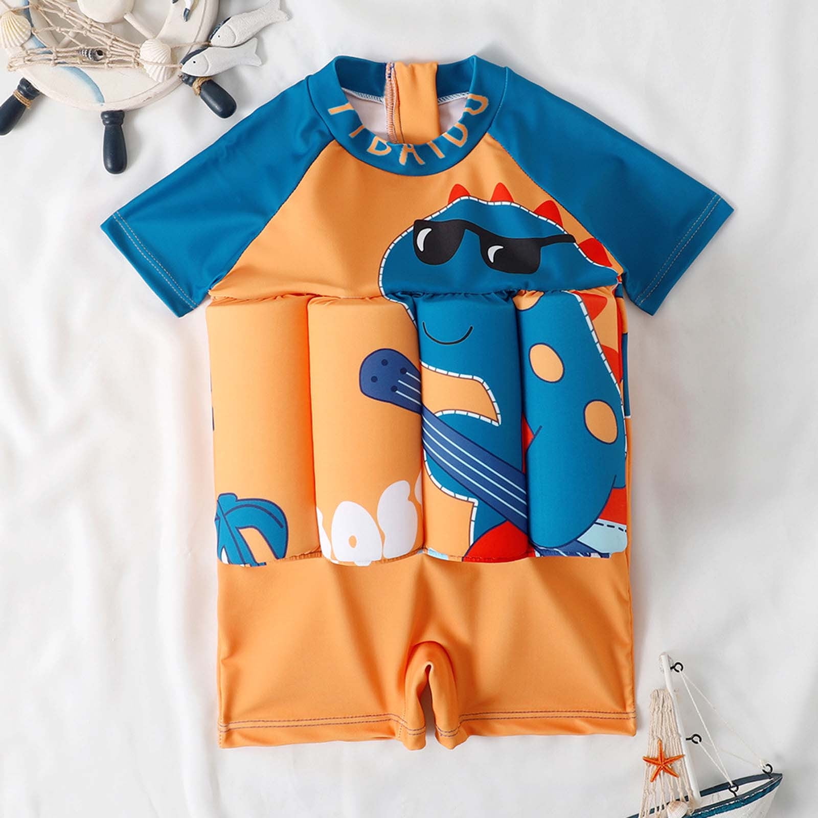 Kids Baby Floatation Suit Float One - Piece Swimsuit Pool Float Short Sleeve Swimwear Buoyancy for Girls Boys 6Months -4 Years Kids Vests Floating Swimwear